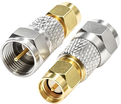 Fohevers 2 Pcs SMA Male to F Type Male Connector RG6 Adapter