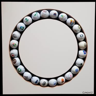 Clipboart ® Golfball Kreis für max. 24 Bälle Vitrine Golfbälle Sammlung Klemmvorrichtung für Logo Golfball Regal Ring Münchner