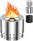 GiantexUK Smokeless Fire Pit, 49 x 43 cm Stainless Steel Round Wood Burning Firepit with Waterproof cover, Portable Outdoor Firepit Bowl for Backyard Patio Beach