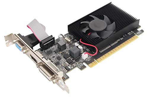 Zunate Carte Graphique Cartes Vidéo PC DDR3 1 Go 64 Bits, PCI Express X16, Refroidissement par Air à Ventilateur Unique, Prend en VGA DVI HDMI