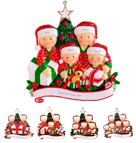 2023 Personalisierte Weihnachtsschmuck Benutzerdefinierte Weihnachtsbaum Ornamente mit Familie Person 2-7 Namen Ornamente für Weihnachtsbäume Dekorationen Xmas Ornamente (Baum(Familie 2-6 Name))