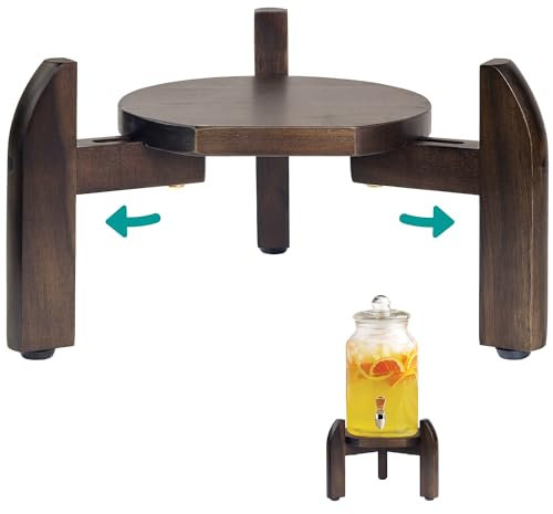 Drink Dispenser Stand Adjustable Width from 8 to 11.2 Wide - Beverage Jar and Water Plastic Jug Holder - to plant flower pots - Adjustable up to11.2-inch Wide (For 5-Gal Jug 8-11.2)- Walnut Color