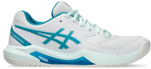 ASICS Women's Gel-Dedicate 8, White/Teal Blue, 3 UK