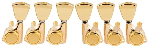 Musiclily Pro 3L3R Gitarren Locking Tuners Mechaniken 18:1 Ratio Tuning Pegs Keys Machine Heads für LP SG Style E-Gitarre/Akustikgitarre, Gold mit Keystone Button