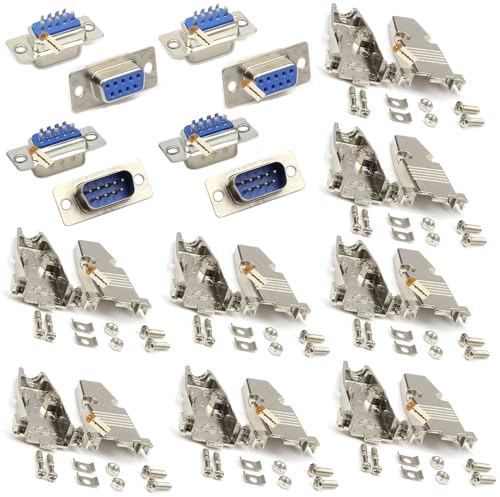 Lsgoodcare RS232-Parallel-serielle Schnittstelle DB9-9-polige D-Sub-Stecker-Buchse und 4er-Pack Metall-Db9-Gehäuse-Abdeckung