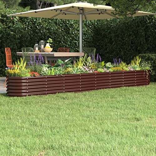 FENLAX Pflanzkübel aus Pulverbeschichteter Stahl 332x40x36 cm Braun Hochbeet Metall Hochbeet für Gemüse Pflanzenbeet Hochbeete Terrasse Hochbeet Balkon Pflanzenkasten Blumenbeet Hochbett Garten