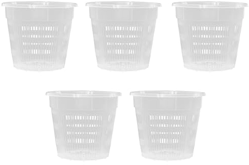 ALI2 Vaso per orchidee trasparente, 5 pezzi, diametro 16 cm, altezza 14 cm, in plastica, con fori, per orchidee, interni
