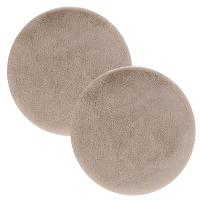 Astra Hochwertiger Kunstfell Teppich flauschig - Teppich Wohnzimmer - Hochflorteppich Lammfell Schaffell Accessoire - Dekofell 2er Set beige Rund Ø 35 cm
