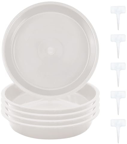 FANWINKJ 5pcs Plant Saucers, Plant Pot Saucers, Plastic Plant Saucer, Garden Saucers Trays, Round Plant Trays for Indoor/Outdoor Prevent Water Leakage(Light Gray,25cm)