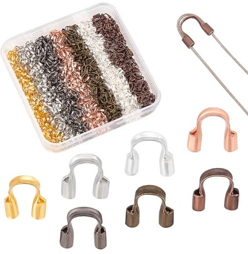 PH PandaHall Lot de 840 boucles de protection en laiton 7 couleurs en forme de U pour boucles d'oreilles, bracelets, colliers, pendentifs, loisirs créatifs