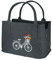 Filztasche Einkaufstasche Henkeltasche Aufbewahrungstasche, faltbar, Motiv Blumenfahrrad (dunkelgrau)