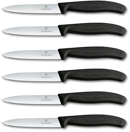 Victorinox Swiss Classic Profi Gemüsemesser-Set, 6-teilig, Allzweckmesser, Spitz, Scharfe Klingen, 10 cm, Robuste Kunststoffgriffe, Schwarz