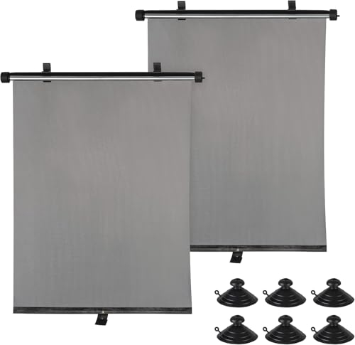 2er-Set Autosonnenblende Sonnenrollo Sonnenschutz Seitenscheibe UV Schutz mit Flexibler Größeneinstellung 54 x 45 cm mit Saugnäpfen für Baby, Kinder, Haustiere