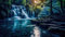 adrium Acryl-Bild 130 x 70 cm: Schöner Wasserfall im tropischen Wald. Generative KI (207908388)