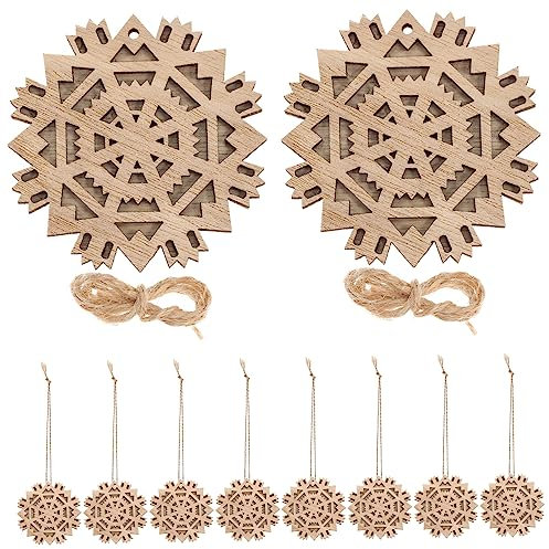 SEWACC Bastelholz: 10er-pack Schneeflocken-holzausschnitte Ornamente für Christbaumschmuck