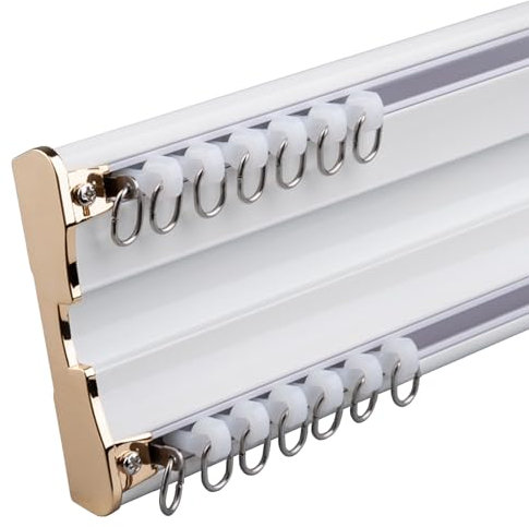 Doppel-Vorhangschiene aus Aluminium mit stummem Seilzug-System, einfache Installation für Wohnzimmer und Schlafzimmer, verstellbare Länge, 9,5 bis 50 m, Metall-Deckenvorhangschiene.