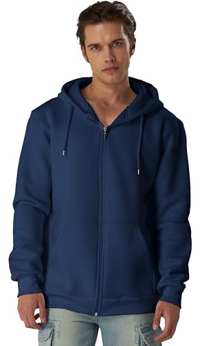 Smith & Solo Hoodie Herren Reißverschluss – Sweatjacke Kapuzenjacke Zipper Kapuzenpullover Hoodies Männer Kapuzenpulli Regular Fit (Navy XL)