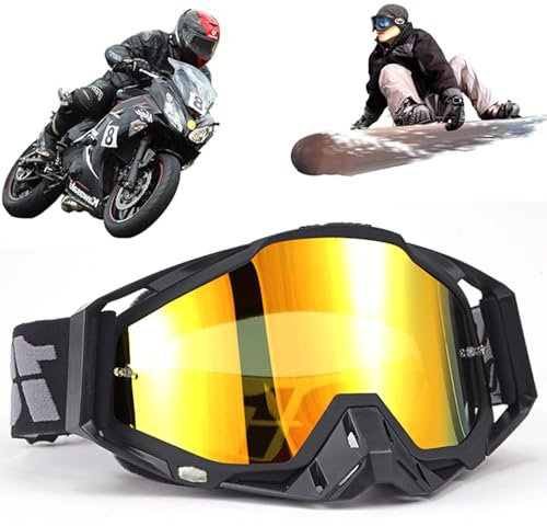 Yoihuqi Winddichte Staubdichte Motocross-Brille, Motocross Brille, SkiBrille, Dirt Bike Crossbrille (Schwarz/Orange)