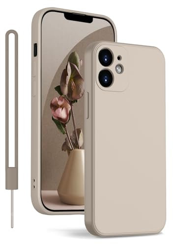 KPPIT Hülle für iPhone 12 Hülle Silikon mit Lanyard, Handyhülle für iPhone 12 Ultra Dünn mit Microfiber,Kratzfeste Rundumschutz Schutzhülle für iPhone 12 Case 6.1'' Titangrau