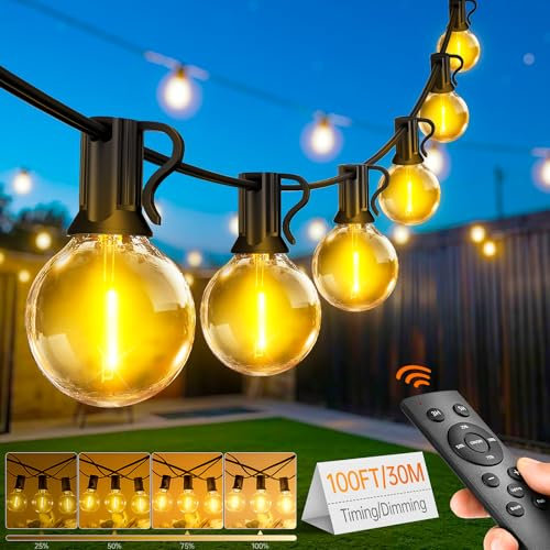 FGRYB Guirlande Lumineuse Exterieure d'extérieur et intérieur - 30M LED Guirlande Exterieur Lumiere avec Télécommande 8 Modes IP44 Étanche pour Jardin Terrasse Balcon Mariage Décoration