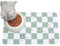 Mateju Tapis Gamelle Chat Chien, Super Absorbant Lavable Tapis Chat Gamelle, Damier Séchage Rapide Antidérapant de Gamelle de Nourriture (Vert Clair,30x50cm)