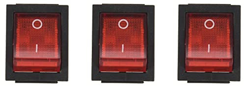 Kznifmk 3X Luz Roja 4 Pin DPST ON/OFF Interruptor Basculante 15A/250V 20A/125V AC 28X22mm