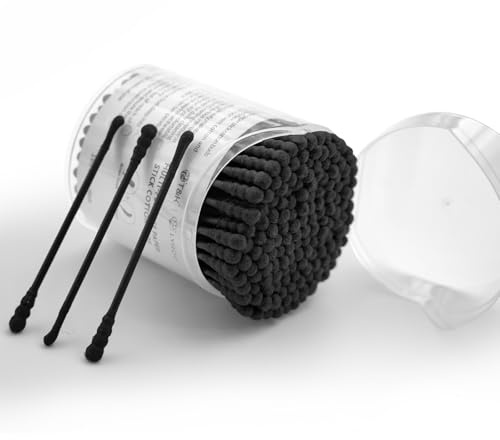 T&K 160 Pack Black Disposable Cotton Buds - Double Ended Scoop & Spiral, Lint-Free, Eco Paper Stick, Ear Spoon by Safe 45° Angled Designed, for Ear Care/Makeup/Crafts | Biodegradable paper stick, lint-free. Double-tipped with scoop & spiral tips for effective ear cleaning.