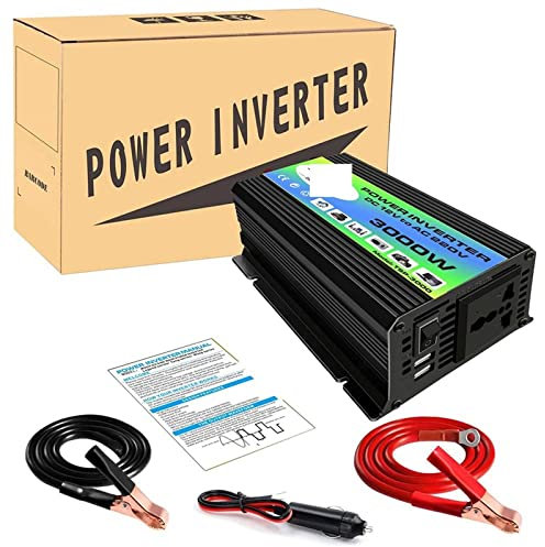 Convertisseur de Tension, Onduleur à onde sinusoïdale modifiée 3000w 12V 220 Onduleur Pure Sinus Pure Sine Converter Wave Inverter DC 12V à AC220 Car Inverter Micro Converter(3000W Black)