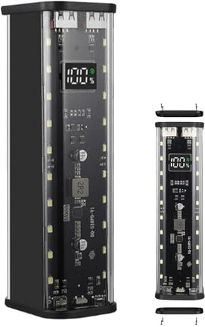 Keine Schweißbatterien Aufbewahrungsbox, abnehmbare Batterien Fall | 22.5W schnelle Ladebatterien Ärmel,2 USB -Anschlüsse transparente leichte Handy -Ladegerätehülle transparent