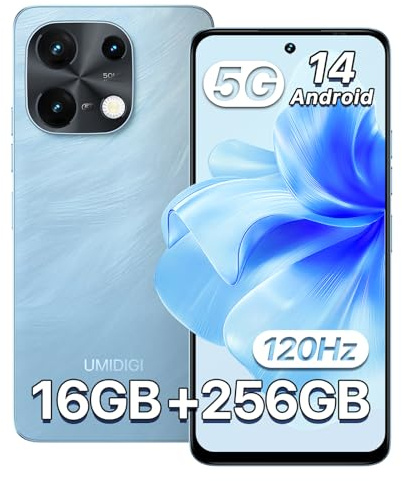 UMIDIGI Note 100 5G Smartphone, Android 14, 6.8 HD+ 120Hz Telefono Cellulare, 16GB+256GB/TF 1TB, Dual SIM/50MP+16MP/5000mAh/Face ID/GPS