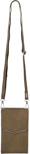 styleBREAKER Damen Mini Umhängetasche V-Klappe Karten | 10,5x18x4 cm Crossbody-Bag, 2 Hauptfächer, 6 Steckplätze, Reißverschlussfach, 76-139 cm Schulterriemen, Metall-Detail.