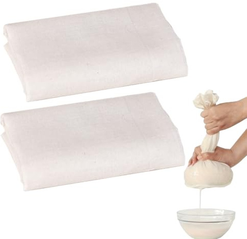 2 Pcs Unbleached Cheese Cloths 20x20Inch, Reusable Cheesecloth Closed Edges | Washable Cheese Cloth, 100% Unbleached Cotton Muslin Fabric Strainer for Straining, Baking, Juicing, Cooking, Cheese, Crafts