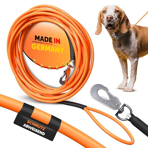 Themahund Schleppleine 20 m für Hunde, gummiert & reißfest, Handschlaufe | 360°-Karabiner, bis 240 kg Zugkraft, schmal & leicht, wasserfest – für Rückruf- & Hundetraining