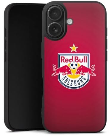Premium Silikon Hülle kompatibel mit Apple iPhone 17 Handyhülle schwarz Case FC Red Bull Salzburg Logo Offizielles Lizenzprodukt