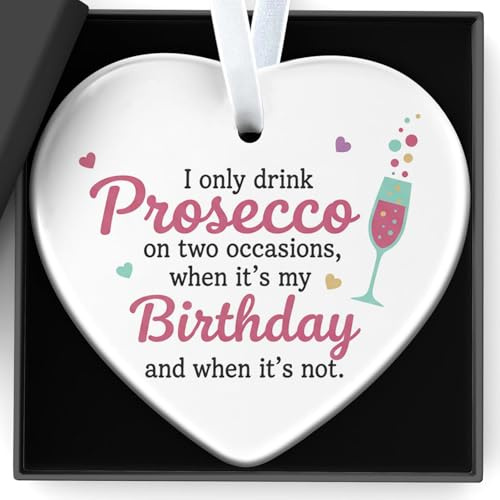 Prosecco Gifts for Women Enchanting Heart Shaped Ceramic Jewelry Wine Gifts | I Only Drink Prosecco on Two Occasions, When It for Women Gift for Wine Lovers Home Living Room Bar District Decorations