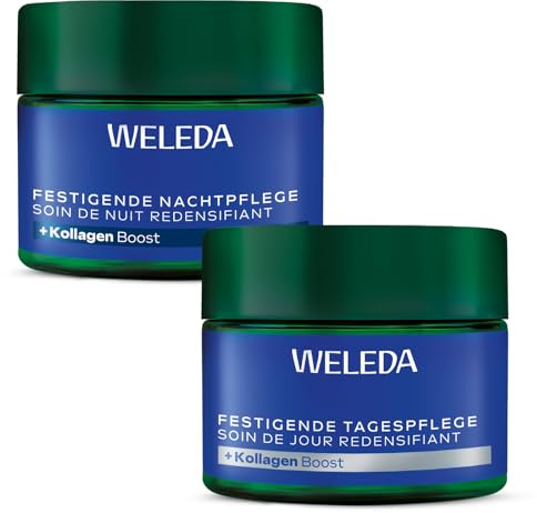 WELEDA Bio Festigende Tagespflege & Nachtpflege Blauer Enzian & Edelweiß – Anti-Aging Naturkosmetik Gesichtscreme gegen tiefe Falten & Pigmentflecken - straffende Tagescreme & Nachtcreme (vegan)