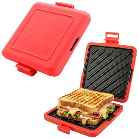 Sandwichera, Placas cuadradas, revestimiento de piedra RockStone antiadherente, para sándwiches en casa, oficina, dormitorio, microondas