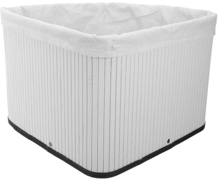 Dreieckiger Bambuskorb für Eckregale 26x22cm Weiß | Einsatz, Offener Organizer für Speisekammer und Arbeitsplatte, Vielseitige Aufbewahrung für Schränke