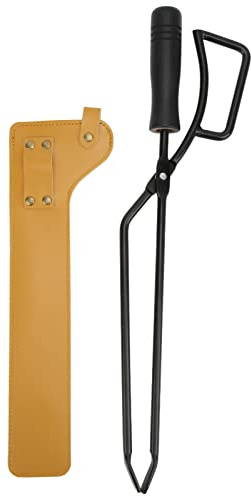 Pinzas para Leña, Pinzas para Chimenea Que Ahorran Mano de Obra con Funda Protectora, Distancia Segura de 12, 6 Pulgadas, Pinzas para Parrilla de Acero Inoxidable para Camping (Caramelo)