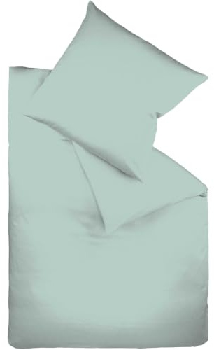 Fleuresse Uni-Colours Bettwäsche-Set, Mako Satin, 100 Prozent Baumwolle, Fb. Aqua, 155 x 220 cm