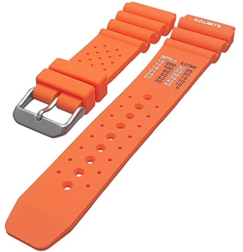 Talk Time ND Limits Silicone Watch Strap Divers Band Orange 20mm