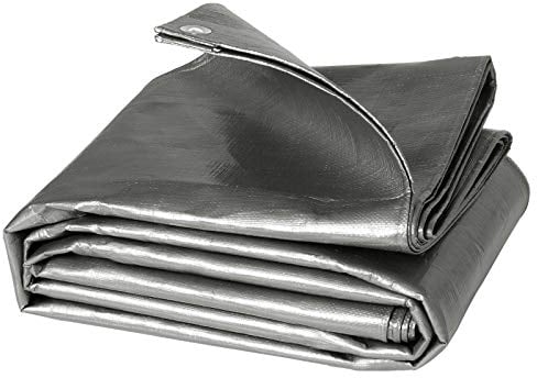 WOLTU Abdeckplane 4x8 m Wasserdicht, 180g/m² PE Gewebeplane mit Ösen, Gartenplane Reißfest UV-stabilisiert Abwaschbar, Mehrzweck Schutzplane für Gartenmöbel Grill Pool Zeltunterlage Trampolin, Grau