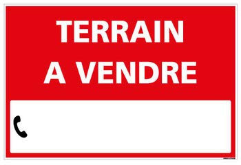 Signalétique.biz France - Panneau Immobilier Personnalisable Terrain à Vendre - Rouge - Plastique Rigide AKILUX 3,5mm - Dimensions 600x400 mm