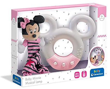 Clementoni - 17396 - Projecteur Disney Baby Minnie - veilleuse Musicale et Lumineuse - Peluche Lavable en Machine, 0 Mois et Plus
