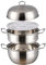SUNSENGEUR 3 Tier Premium Heavy Duty Stainless Steel Steamer Pot Set Includes 2 Tier Cooking Pot, 1 Steaming Septa and Pot Lid | Stack, Steam Pot Set for All Cooking Surfaces -Sliver