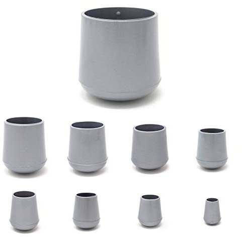 20mm Rubber Feet, Grey Tube End Caps, Pack of 4 Ferrules for Furniture & Chair Legs - Made in Germany (See Second Image for Ordering Guide)