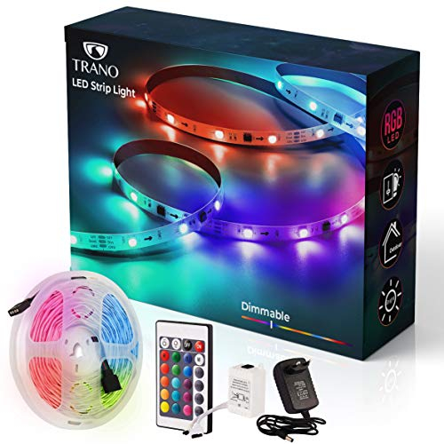 LED Streifen 5m RGB mit Netzteil und Fernbedienung – Stripe dimmbar mit 30 SMD/M 5050 – Band Leiste Lichterkette Lichtband