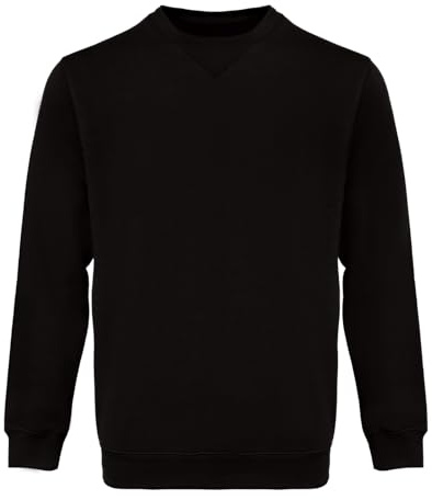 WORK IDEA Herren Fleece Sweatshirt Crewneck Arbeitspullover aus Baumwolle Langarm mit Rippbündchen an Kragen Ärmeln und Saum Maschinenwaschbar