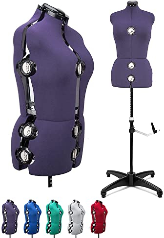 Verstellbare Schneiderpuppen Frauen M (42-46) 13 Drehrädchen Damen Büste Damenbüste Schneiderbüste Mannequin mit Beinansatz Lila Gr.M