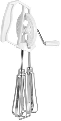 BORDSTRACT Batidora de Mano de Acero Inoxidable, Batidora de Huevos y Amasadora Rotary, Herramienta de Cocina para Crema Batida, Batir y Hornear(blanco)